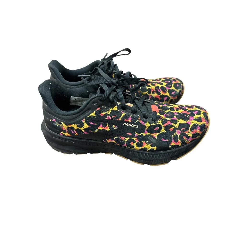 Brooks Launch 9 Women Running Shoes Black Neon Leopard 1203731B747 Size 7.5
